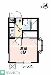 上福岡ハイム 1Kの間取図画像