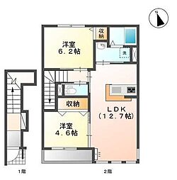 ヴィア・ラッテ 2LDKの間取図画像