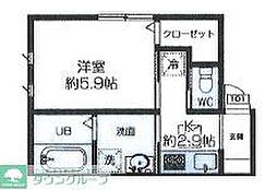 富士見市大字水子アパート 1Kの間取図画像