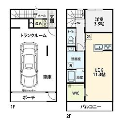 JR川越線 笠幡駅 徒歩15分の賃貸アパート 1階1LDKの間取り