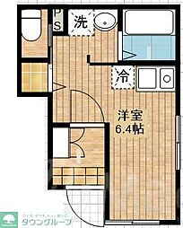 東武東上線 上福岡駅 徒歩13分の賃貸アパート 1階ワンルームの間取り