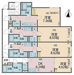 東武東上線 みずほ台駅 徒歩8分の賃貸アパート 1階1Kの間取り