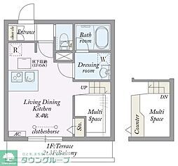 東武東上線 みずほ台駅 徒歩3分の賃貸マンション 1階ワンルームの間取り