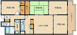 朝日プラザシティ八尾南2番館 4LDKの間取図画像