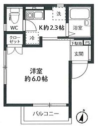 オーベルジュ 1Kの間取図画像