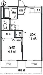 サンハイツときわ台 1LDKの間取図画像