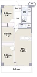 日商岩井草加マンション 3LDKの間取図画像