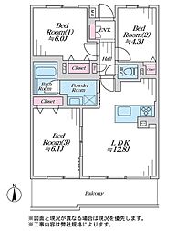 コスモ戸田パークスクエア 3LDKの間取図画像