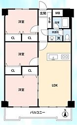 ウェルフェアグリーン越谷 3LDKの間取図画像