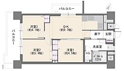 はとがや南マンション 3LDKの間取図画像