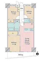 ヴィーヴル草加旭町 3LDKの間取図画像