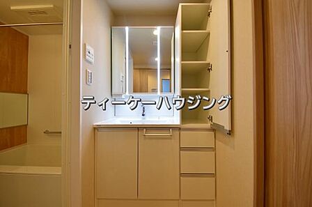 清潔感のあるボウル。開放感ある空間と、十分な大きさの鏡も自慢です。
