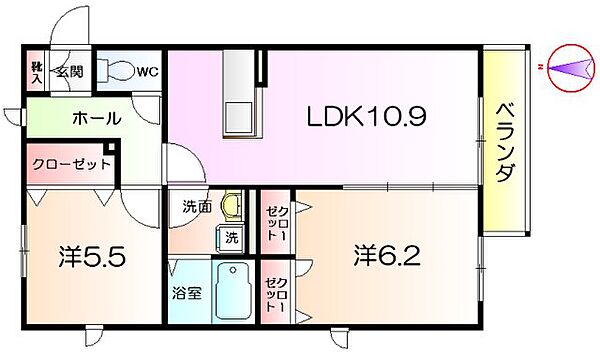 シャーメゾン鳳 105｜大阪府堺市西区鳳北町6丁(賃貸アパート2LDK・1階・54.00㎡)の写真 その2