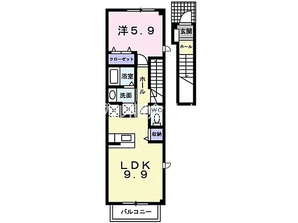 チアフルホームＡ ｜岡山県倉敷市中島(賃貸アパート1LDK・2階・44.90㎡)の写真 その2