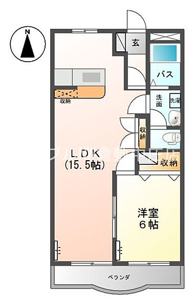 プリベール ｜岡山県倉敷市白楽町(賃貸アパート1LDK・1階・46.00㎡)の写真 その2