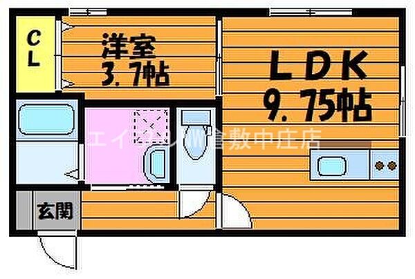 岡山県倉敷市児島小川5丁目(賃貸アパート1LDK・2階・33.12㎡)の写真 その2