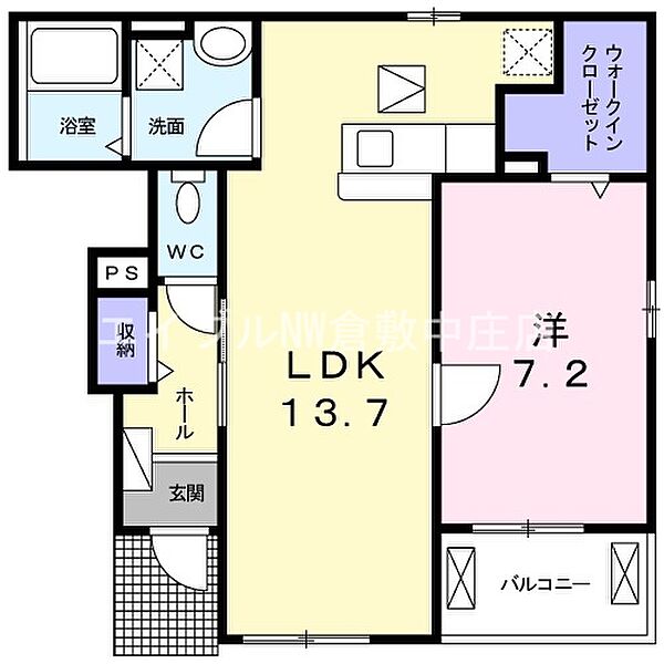 プレミアムII ｜岡山県倉敷市連島町連島(賃貸アパート1LDK・1階・50.03㎡)の写真 その2