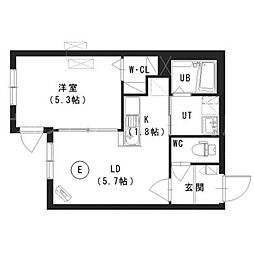 ペシェ澄川 3階1LDKの間取り