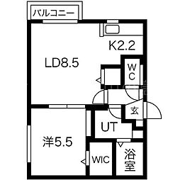 ボヌール豊平 4階1LDKの間取り
