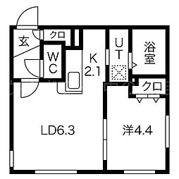 COLOREN15W1 1LDKの間取図画像