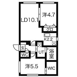 オリエントヒルズ 2LDKの間取図画像