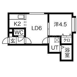 メリードーム 1LDKの間取図画像