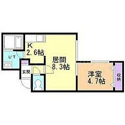 ル・ココティエ中の島 1LDKの間取図画像