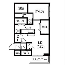 melaverde 1LDKの間取図画像