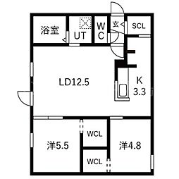 BLANC IRIS HIRAGISHI(ブランイリスヒラギシ) 2LDKの間取図画像