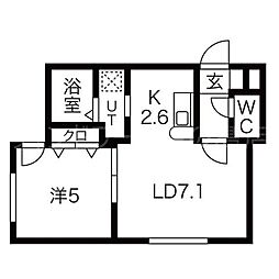 タカライーストプレイス 1LDKの間取図画像