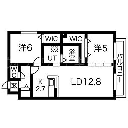 ACES東札幌 2LDKの間取図画像