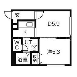 シェリール美園 1LDKの間取図画像