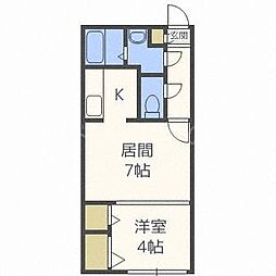 ファインブルーム学園前 1DKの間取図画像