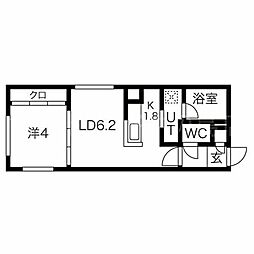 札幌市西区西町南10丁目マンション 1LDKの間取図画像