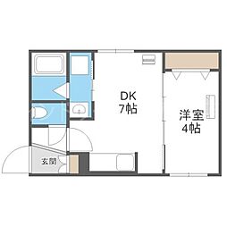 札幌市豊平区平岸四条9丁目マンション 1DKの間取図画像