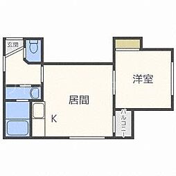 レジデンスミュー 1LDKの間取図画像