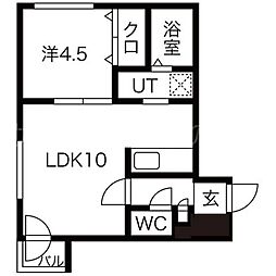 ルーク南4条 1LDKの間取図画像