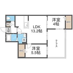 札幌市東区北十六条東1丁目マンション 2LDKの間取図画像