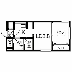 プリヴィレッジ東札幌 1LDKの間取図画像