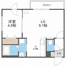 アルテ水車町 1LDKの間取図画像