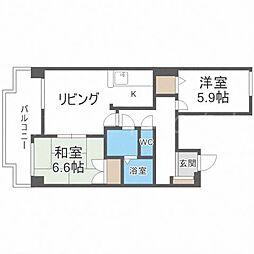 ルミファ中の島 2LDKの間取図画像