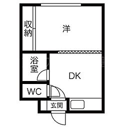 グリーンパーク宮の森 1DKの間取図画像
