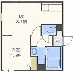 ステラ中の島 1LDKの間取図画像