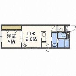 サンライン平岸 1LDKの間取図画像