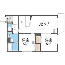 クラリス菊水2 2LDKの間取図画像