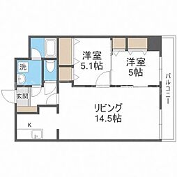 中の島2-3ビル 2LDKの間取図画像
