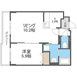 平岸リバーサイド 1LDKの間取図画像