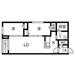 Raffine南平岸3 2LDKの間取図画像