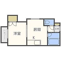 サニープレイスナカノシマ 1DKの間取図画像