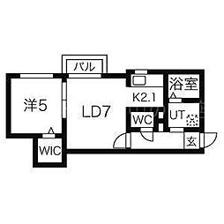 シェリールブランシェ 1LDKの間取図画像